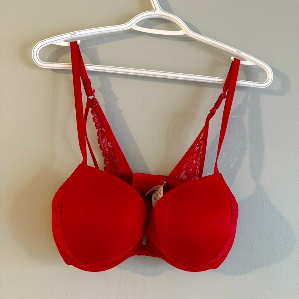 La SENZA Red mega padded Bra with Underwire Support and lace 34 D